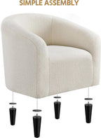 Yaheetech Barrel Chairs, Furry Accent Chairs with Soft Padded Armrest for Living Room Bedroom Waiting Room Office, Set of 2, Ivory