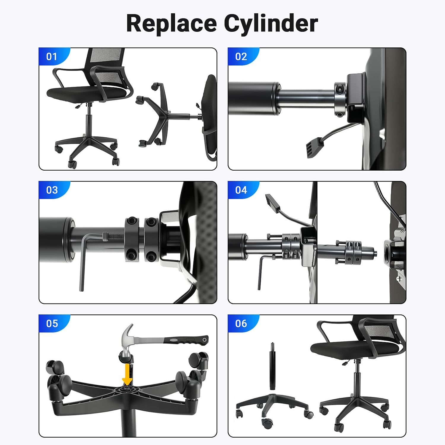 Pro 28mm Gas Lift Cylinder Removal Kit | 700lb-Rated Office Chair Saver Tools with Poly-Cotton Gloves | Fix Sinking Chair Mechanism (Steel Construction)
