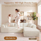 Vesgantti 106" Cloud Sectional Couch with Chaise, Deep Seat Modular Sectional Sofa Chenille Memory Foam Sofa Boneless Couches for Living Room Bedroom, No Assembly Required (Beige, Right-Facing Chaise)