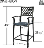 Kozyard Outdoor Counter Height Bar Stools Set of 2, Patio Bar Chairs with Wrought Iron Frame & Textilene Fabric, Outdoor Dining Chairs for Patio, Poolside, Backyard Navy Blue