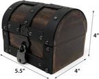 Nautical Cove Handmade Wooden Treasure Chest Storage Box – Deluxe Design with Real Leather Accents, Working Iron Lock & Skeleton Keys, Decorative Keepsake Chest (X-Small - 5.5 x 4 x 4)