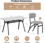 GarveeHome 5-Piece Dining Table Set for 4, Modern Kitchen Table with 4 Boucle Chairs, Rectangular Dining Table with Storage Shelf & Marble Tabletop, Beige Home Dining Furniture for Small Space