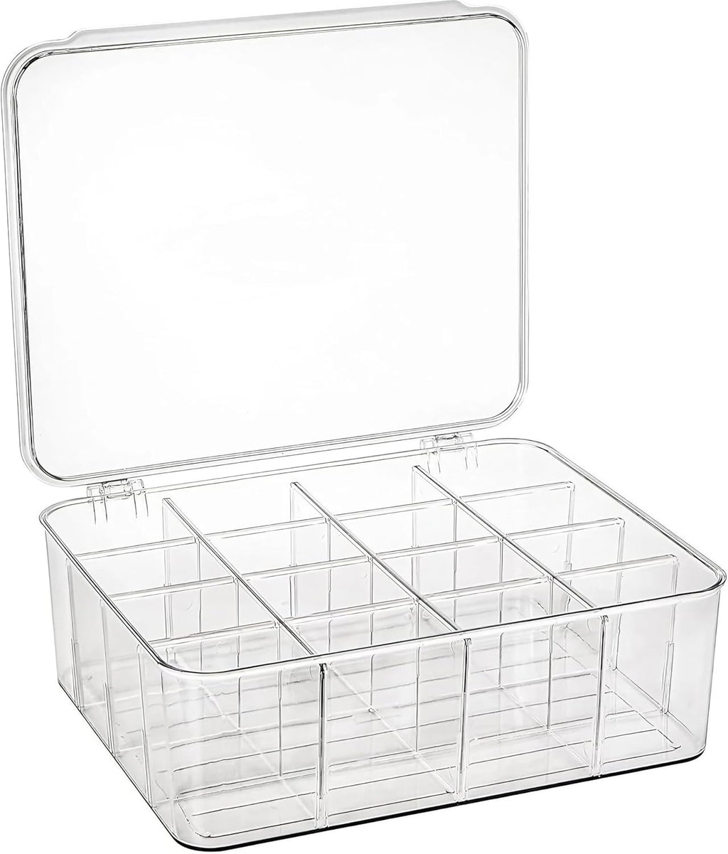 Tea Bags Organizer: Extra Large Tea Bag Holder with Lid - Drink Packets Organizer for Cabinet, Counter, Countertop, TeaBag Holder for 16 Different Types (Large)