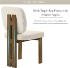 CIMOTA Modern Boucle Dining Chairs Set of 4, Upholstered Armless Side Chairs with Ergonomic Curved Back/Walnut Wood Legs, Mid-Century Accent Chairs for Kitchen or Dining Room, Beige