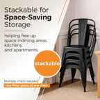 Metal Dining Chairs Set of 8, Stackable Tolix-Style Chairs with Back,Designed for Everyday Indoor Dining,Kitchen & Dining Room (Matte Black)