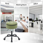 FIRAVOE Rolling Stools with Wheels (Chair & Small Table in One) (Adjustable Height Barber Chair 20.67"-24.61"), Green Ergonomic Stool with Storage