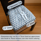 CPC Apatite Blue Hand Block Printed Cotton Chair Cushions Set of 2,Reversible Outdoor/Indoor Chair Pads for Kitchen, Dining Room, Office, Patio Chairs, 16"x15"x4"