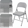 18 Pack Folding Chairs, Fabric Dining Chair Set with Padded Cushion and Back, Indoor Outdoor Seat for Home Office, Parties, Events, Wedding, Extra Guest Seating, Graphite Gray