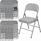 18 Pack Folding Chairs, Fabric Dining Chair Set with Padded Cushion and Back, Indoor Outdoor Seat for Home Office, Parties, Events, Wedding, Extra Guest Seating, Graphite Gray
