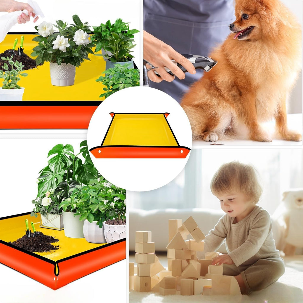 Extra Large Reusable Repotting Mat 40x40 Inch（100x100cm）- Waterproof Plant Transplant Mat for Indoor Gardening,Orange