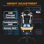 Ergonomic Mat for Hardwood Floor Back Support Massage Computer Chair, Black+White (PC Computer Gaming Chair)