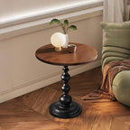 YUNMUARY-Vintage End Table with Solid Wood Top and Metal Base,15 Inch Wide Modern Side Table,Farmhouse Round Accent Tables for Kitchen,Coffee Shop,Dining Room and Bedroom.