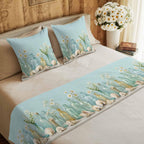 Nautical Conch Shell Bed Runners for Cal King Size Beds Sea Glass Bottles Coastal Floral Bed Scarf Matching Decorative Throw Pillow Covers Hotel Beds End Blanket Towel Bedspread Protection for Bedroom
