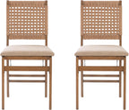 Linon Bennett Natural Folding Chair with Woven Rope Back and Linen Upholstered Seat Set of 2