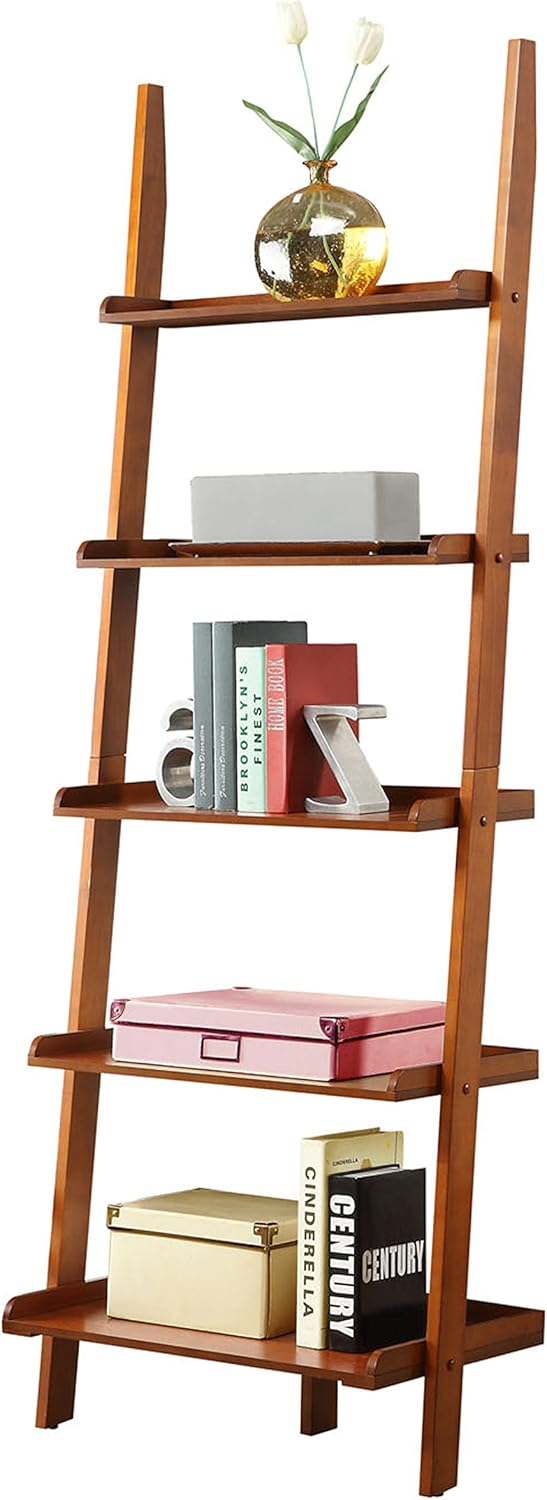 Convenience Concepts American Heritage Ladder Bookshelf 25" - Classic Living Room Bookcase for Traditional, Modern Office, Family Room & Home Office, Cherry