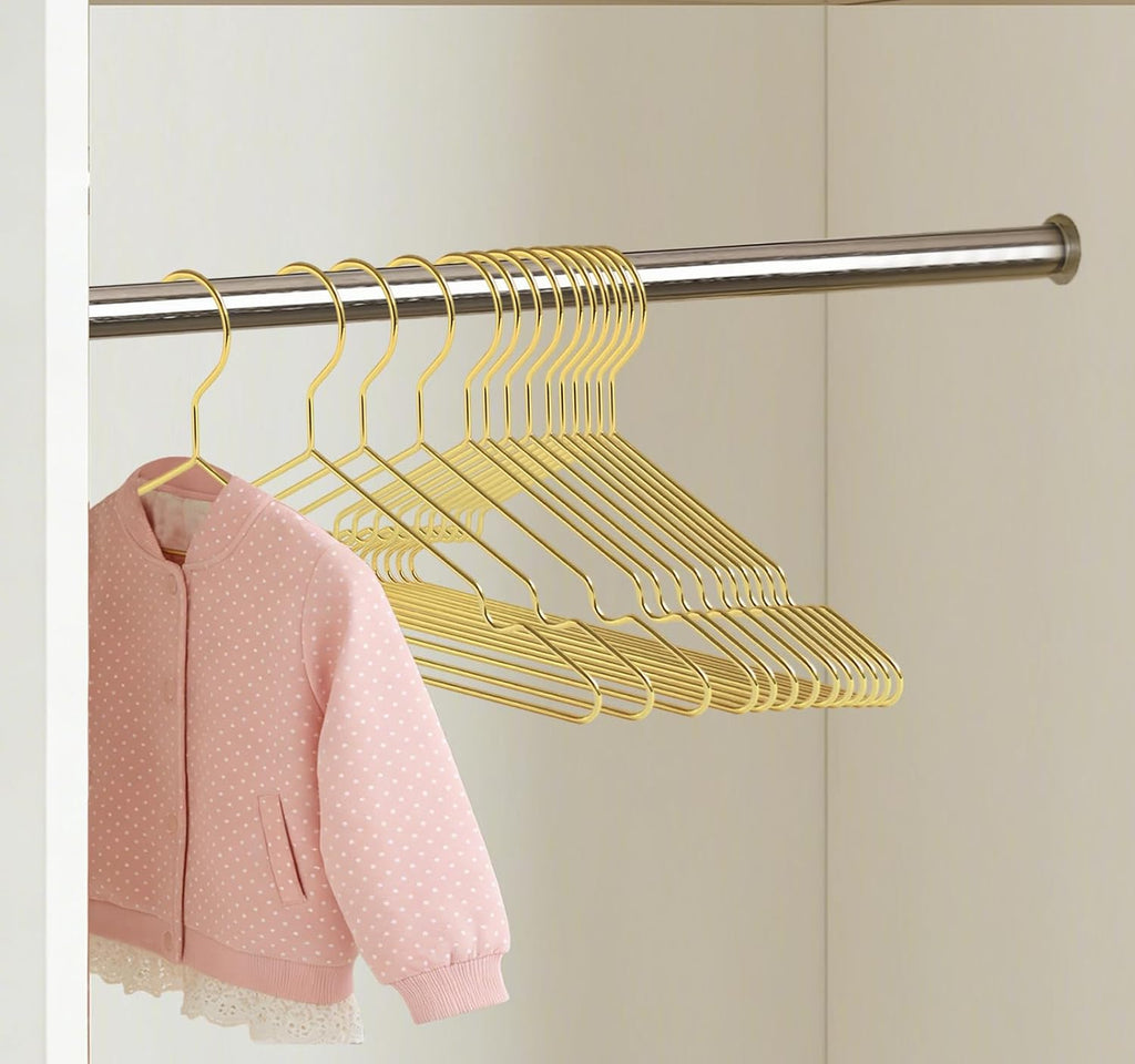 Gold Kids Wire Hangers 30 Pack,12.6 Inch Baby Strong Metal Hanger,Heavy Duty Metal Child Wire Hanger for Closet,Children's Gold Hangers