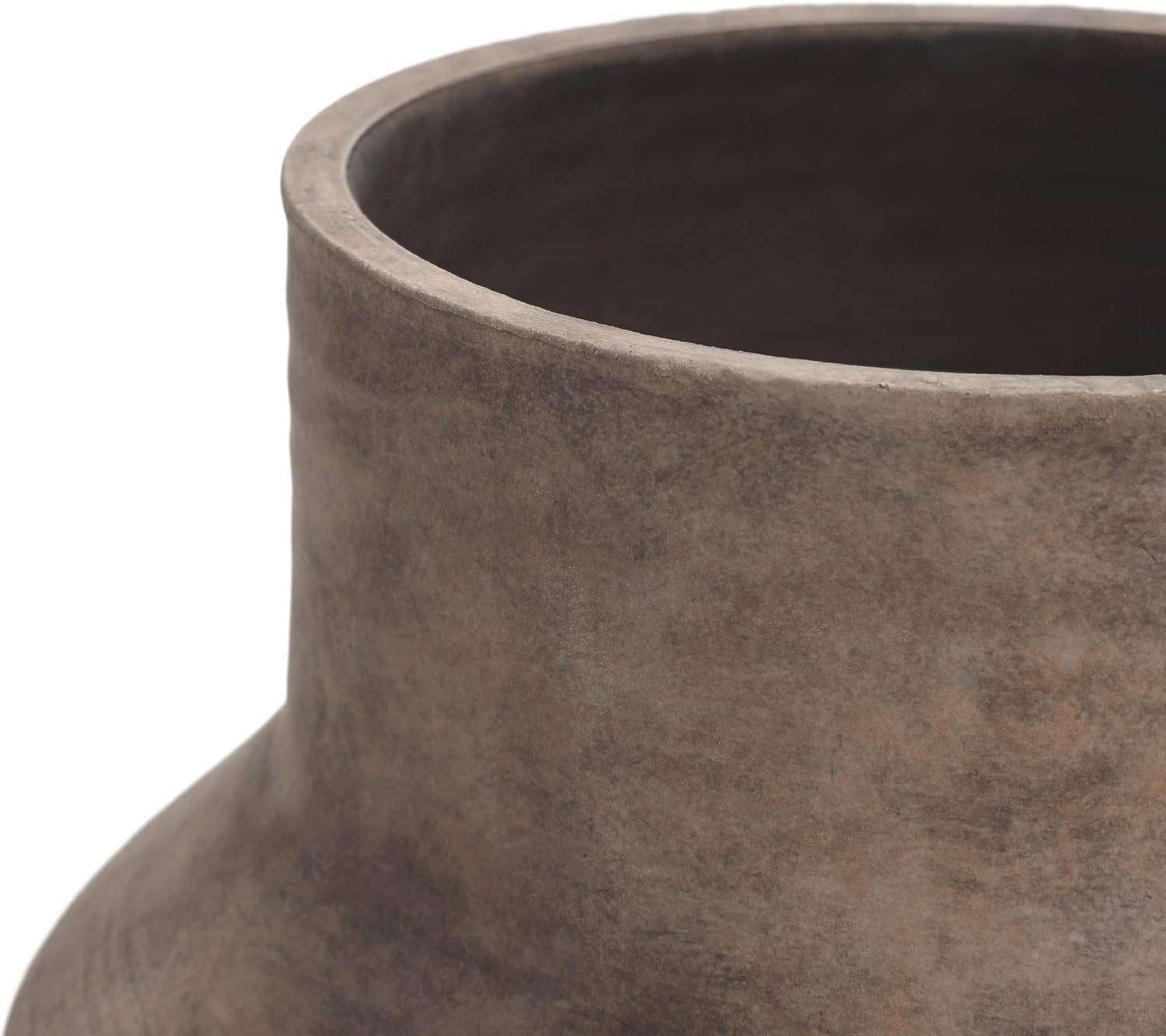 LuxenHome Round Ceramic Flower Vase, 13 Inch Brown Terracotta Vases, Vintage Large Pottery for Living Room Decor Entry Way Table Home Decor, Rustic Pottery