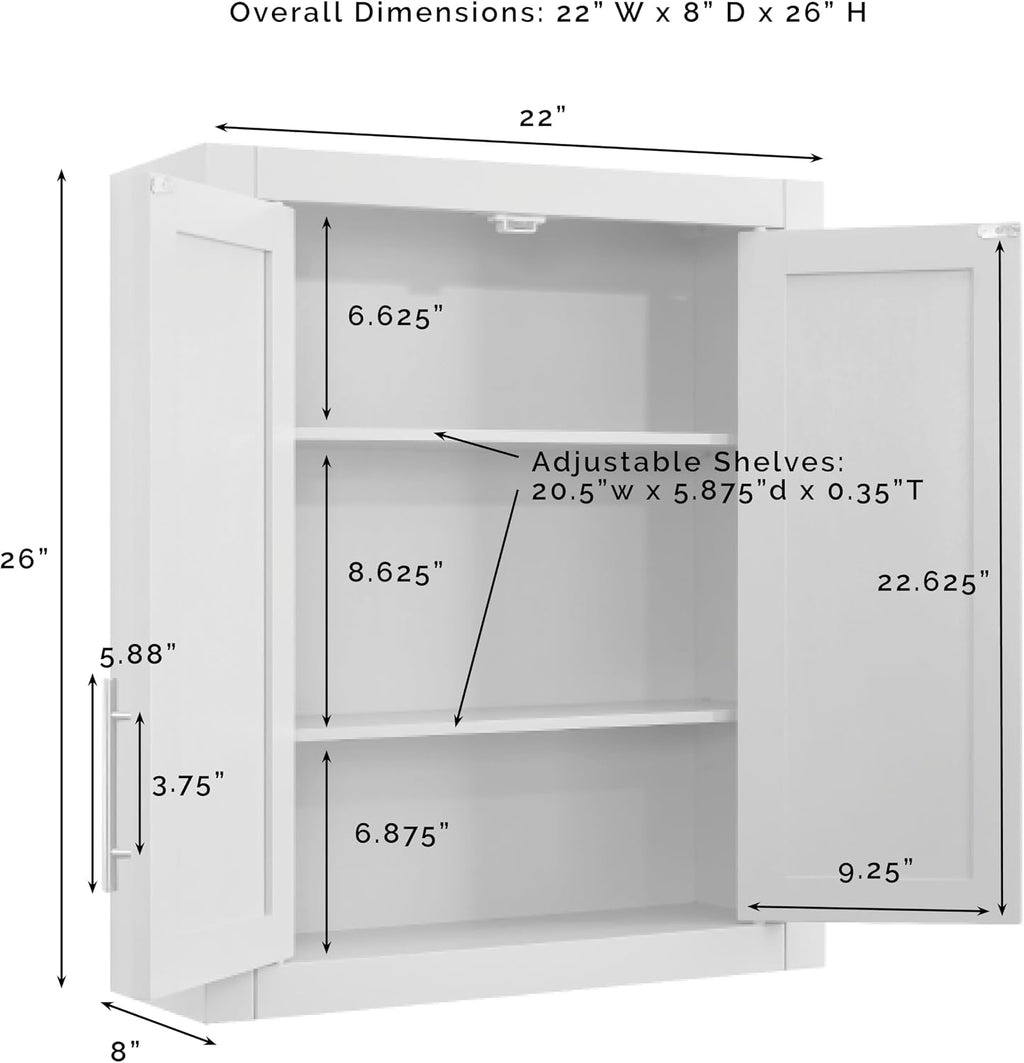 Crosley Furniture Savannah 3-Piece Traditional Kitchen Storage Pantry Set, Storage Cabinet and Wall Cabinets, White