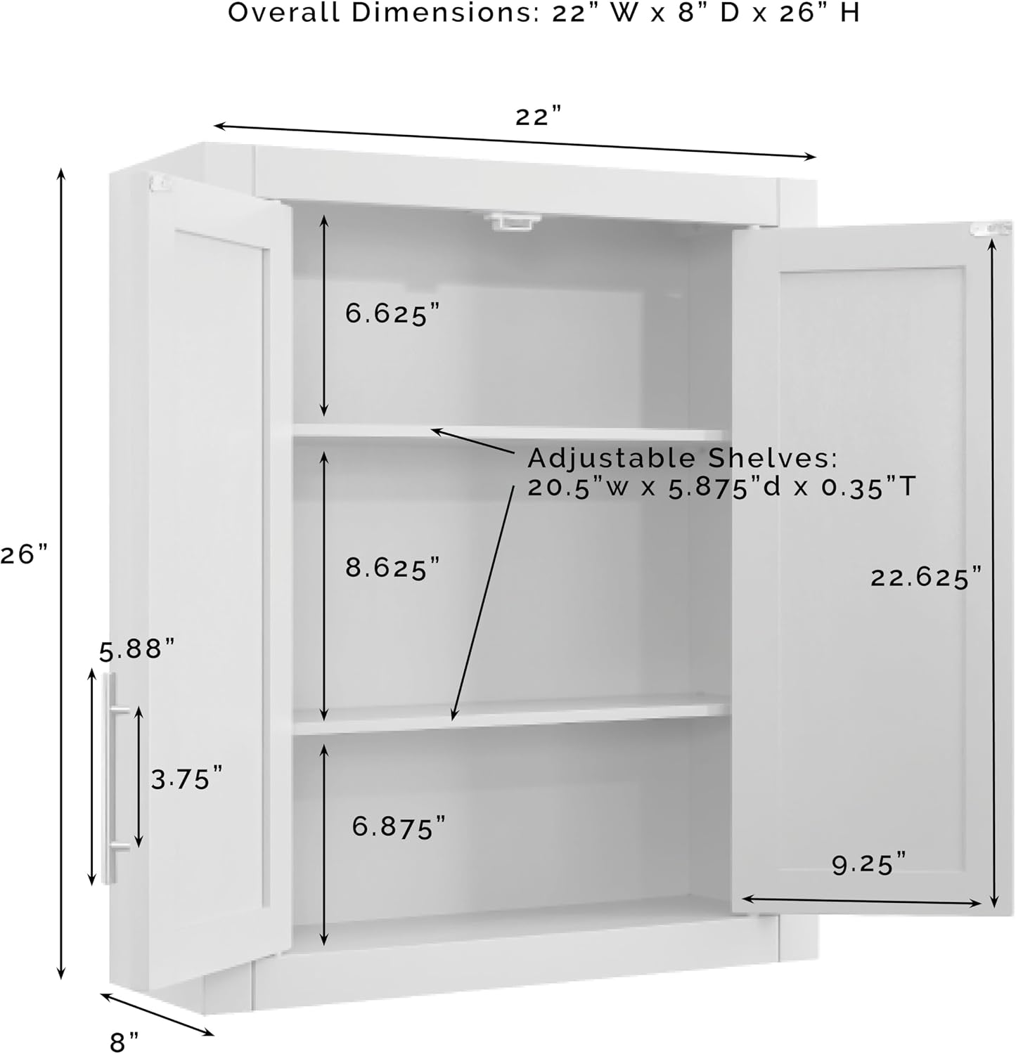 Crosley Furniture Savannah 3-Piece Traditional Kitchen Storage Pantry Set, Storage Cabinet and Wall Cabinets, White
