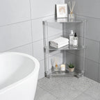 DYNAMI Clear Acrylic Side Table,3 Tier Triangle End Table Small Corner Accent Table for Small Spaces,Modern Corner Shelf for Living Room Bathroom Bedroom,Load Capacity 22lbs (White)