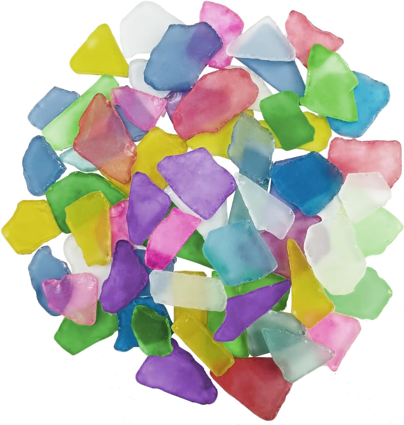 Sea Glass for Craft - 14oz Frosted Flat Glass in, Bulk Seaglass Pieces for Beach Weddings Home Decor