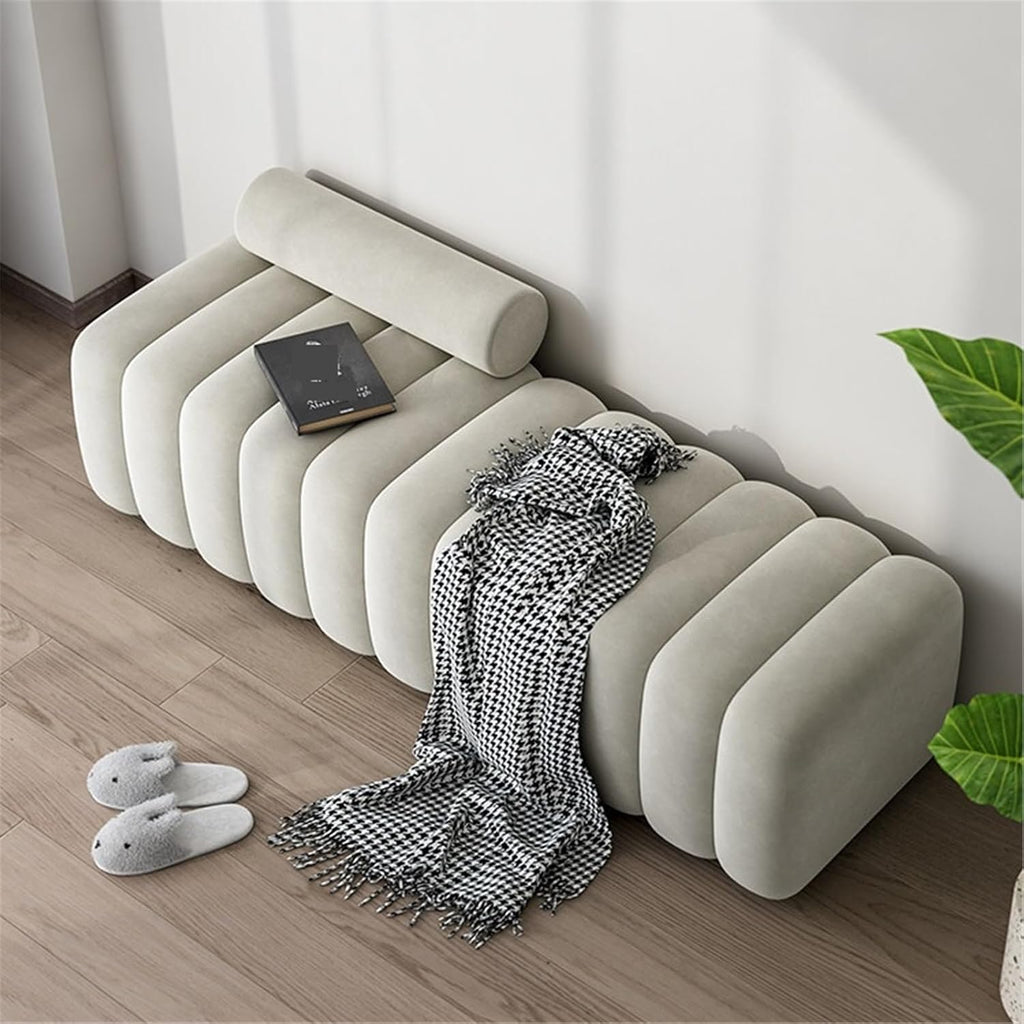 Modern Long Bench with Backrest for Changing Shoes Bedroom Bed end Walk-in Closet Rest Area Entryway(XXL)