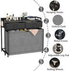STIKELY Laundry Hamper Laundry Basket with 3 Section Pull-Out Rolling Bags, Laundry Sorter for Organization and Storage with 2 Pull-Out Drawers for Laundry Room, Bathroom, Bedroom Use (Black)