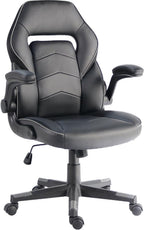 NuSparc SpawnSafe Gaming Chair, Adjustable Height, Flip-up Armrests, 360° Swivel, Black/Grey