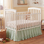 Gingham Crib Skirt Dust Ruffle 52 x 28 Inch 100% Washed Cotton Ruffle Plaid Baby Crib Bed Skirt Soft Farmhouse for Boys & Girls Nursery Bedding Decor, Fits Standard Cribs(Green)