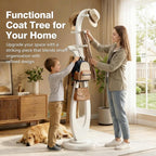 Heavy Duty Solid Wood Coat Rack Freestanding, 67" Artistic Curved Coat Tree with 12 Anti‑Slip Hooks & Stable Base, Sturdy Coat Hanger Stand for Entryway, Bedroom & Office, Vintage Natural Wood
