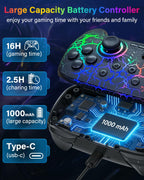 Switch Controller Compatible with Switch/Switch Lite/OLED/PC, Programmable Wireless Switch Controller with 10 LED Light, 6-Axis Motion, Turbo, Vibration, One-Key Wake Up & Pairing, 1000mAh Battery, Flame