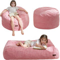 MAXYOYO Bean Bag Chair Bed for Kids, Convertible Bean Bag Folds from Lazy Chair to Floor Bed, Machine Washable Corded Fabric, Stuffed Floor Sofa Couch for Boys and Girls, Pink