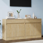 Housoul Buffet Cabinet with 2 Doors and Drawer, Coffee Bar Cabinet with Adjustable Shelf, Modern Kitchen Buffet Sideboard for Living Room, Kitchen, Natural