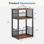 DUMOS 3 Tier Side Table, 1 Pack Record Player Stand with Storage Up to 100 Albums, Turntable Stand for Vinyl, Records Shelf for Living Room Bedroom Brown