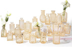 RUCKAE Glass Bud Vases Mini Flower Vase Small Vintage Vases for Centerpiece Table Wedding Decorations Home Decor Party(Gold 22 Pack)