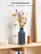 STHIE 8 Inches Ceramic Flower Vase, Blue Vases for Centerpieces | Flambé Reactive Glaze,Minimalist Modern Home Decor, Pampas Grass Vase for Table, Fireplace, Shelf, Mantel, Entryway