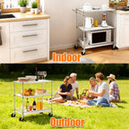 3-Tier Rolling Cart, Utility Metal Wire Cart, 30" D x 18" W x 35" H | 4'' Locking Wheels, Adjustable Shelves, 661 LBS Capacity, Complying with NSF, Heavy Duty, For Home Kitchen Garage Office