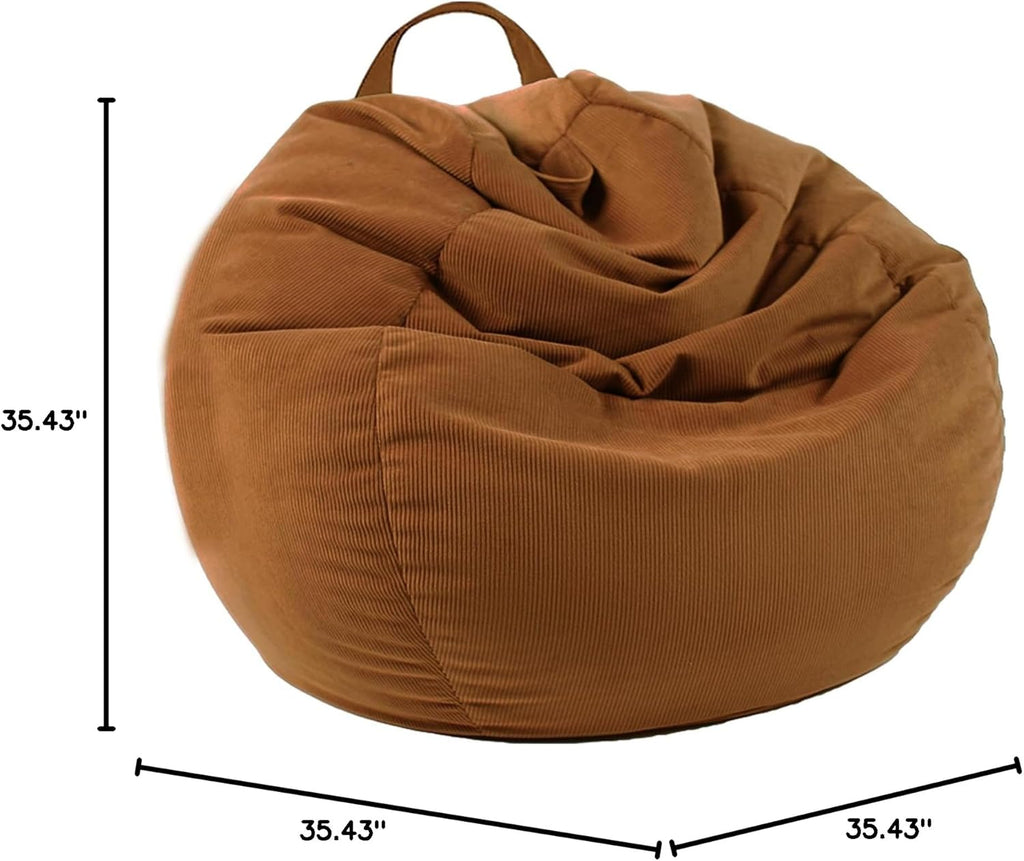 LPMOERA Stuffed Animal Storage Bean Bag Chair Cover (No Filler) For Kids and Adults.Soft Stuffable Bean Bag For Organizing Children Plush Toys or Memory Foam Caramel S for Kids