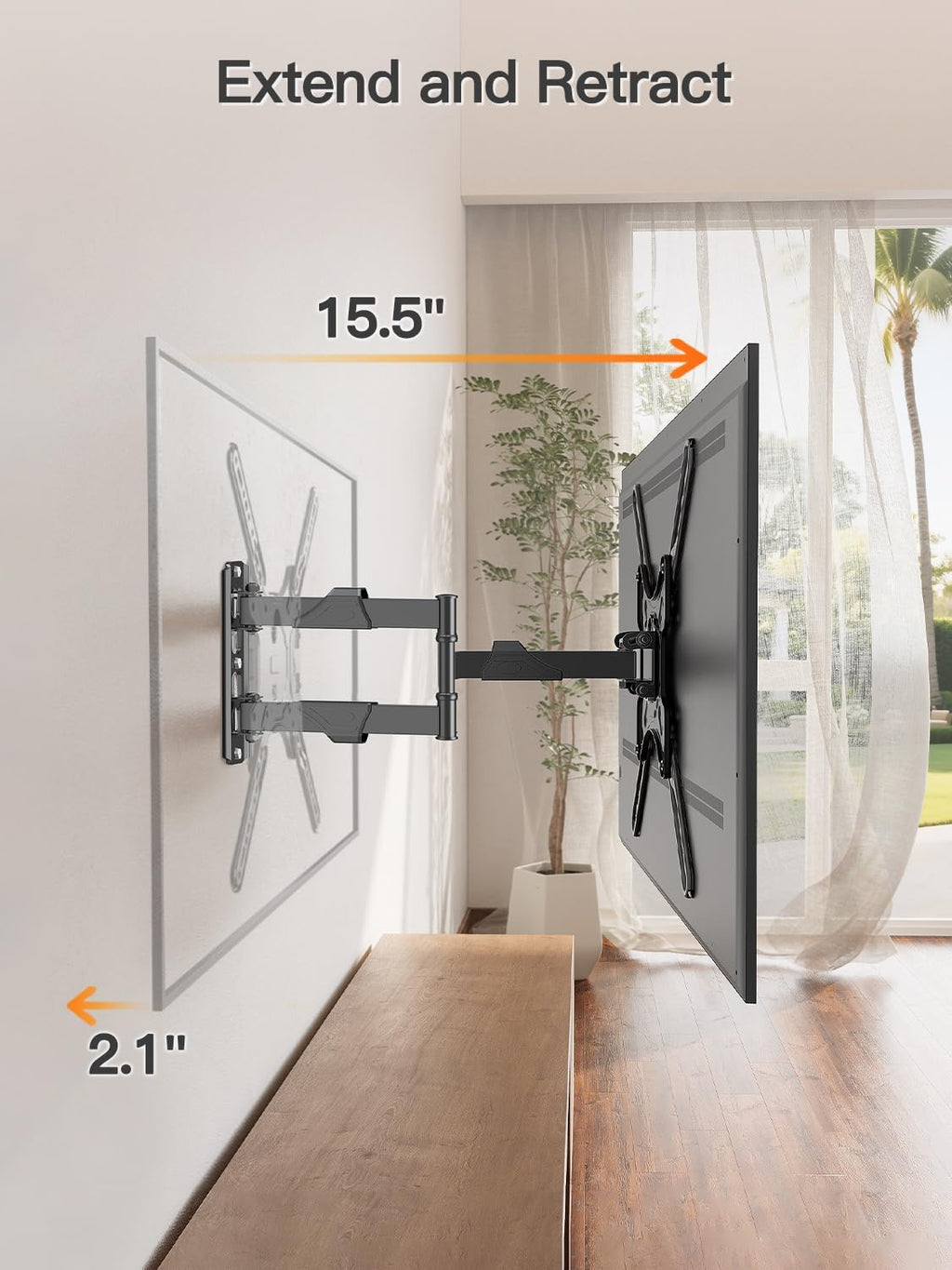 ELIVED TV Wall Mount for Most 26-60 Inch TVs, Wall Mount Bracket Max VESA 400x400mm, Swivel and Tilt Full Motion TV Mount with Single Stud Perfect Center Design, Corner Mount Holds up to 77 lbs.
