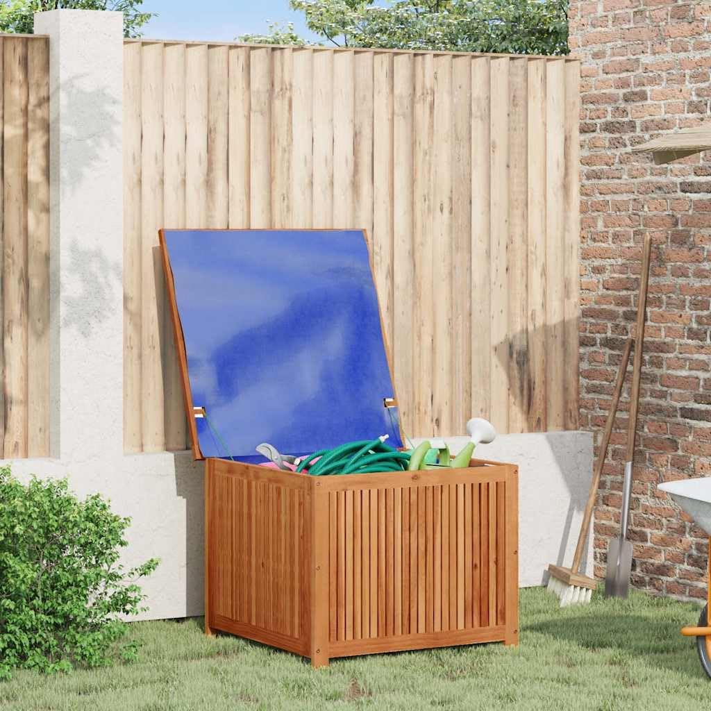 Solid Acacia Wood Garden Storage Box with Flap Closure, 29.5x29.5x22.8 Inch Outdoor Organizer for Cushions Tools, Rustic Patio Furniture, Weather Resistant Seating Bench