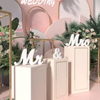 VIOPVERY Mr and Mrs Sign for Wedding Table,Large White Mr and Mrs Sign,Wooden Letters,Mr & Miss Sign with Just Married Banner Wedding Decorations for Anniversary