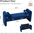 60.5" End of Bed Bench Storage Bench for Bedroom,Soft Velvet Upholstered Ottoman Bench with Rolled Arms, Eentryway Bench with Storage for Living Room,Hallway, Dressing Room (Dark Blue)