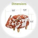 Pearington Cow Ottoman with Storage, Furniture for Living Room, Gameroom, Playroom, Bedroom Décor, Soft Animal-Shaped, Brown/White