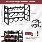 Stackable Wine Rack Countertop, 12 Bottles Wine Bottle Holder for Inside Cabinet, Small Tabletop Wine Holder Stand for Pantry Bar, 3-Tier Angle Adjustable Wine Bottle Rack for Tight Spaces