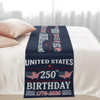 Navy Blue 4th of July Bed Runners for King Size Beds, Decorative Bed Throws for Foot of Beds, Luxury Bedding Protector Slipcover Independence Day Vintage Art Bedrunners & Scarves for Hotel, 102"x20"