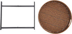 Retro Foldable Imitation Rattan Round Coffee Table, Imitation Wicker Wooden End Table with Removable Tray and 10lbs Load Capacity, for Living Room, Bedroom, Office, Bathroom, Bar, Balcony