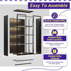 Display Cabinet with Glass Doors, 4-Tier Curio Cabinet with 3 Color Lights,Glass Display Case for Collectibles with Adjustable Shelves-Toys,Books,Figures,Exhibit(63" Black)