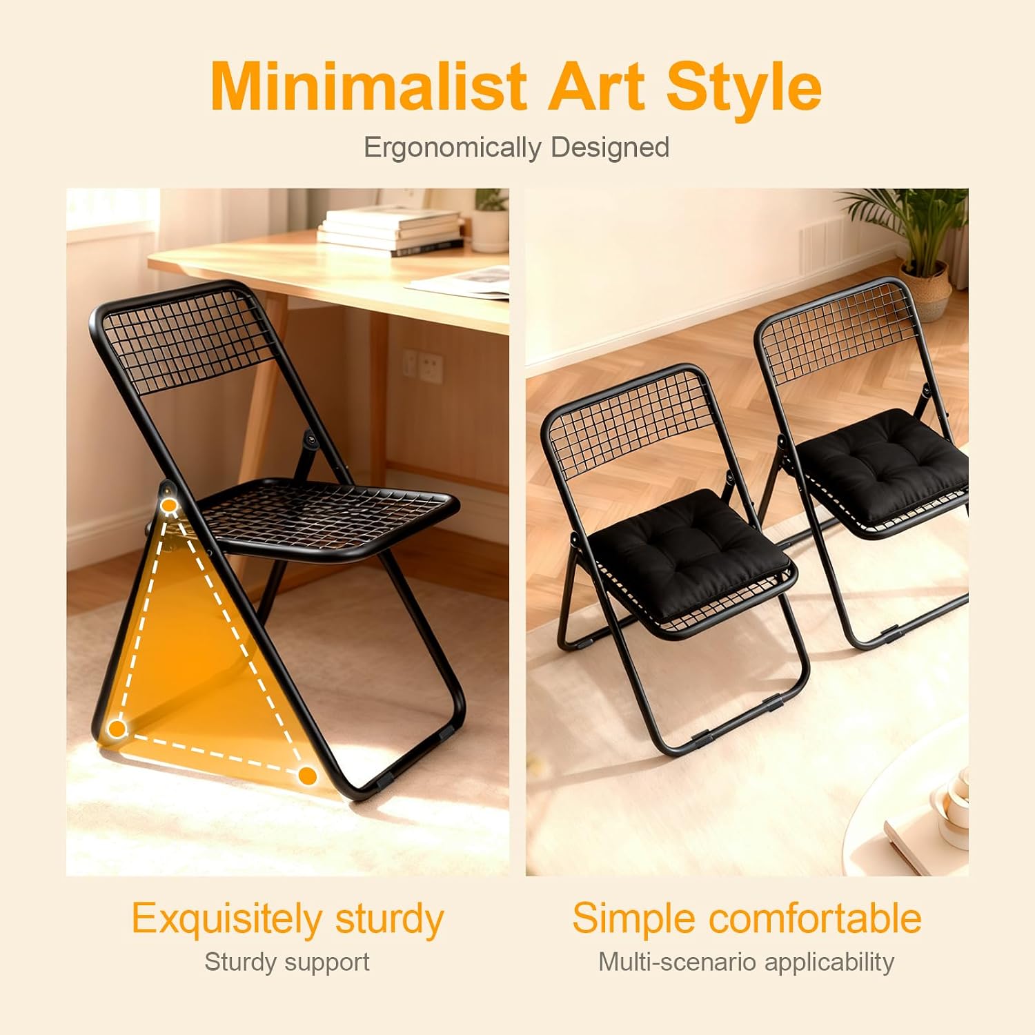 JPBSTO 12 Pack Folding Chair,Balck Color,Single Piece,Foldable Space - Saving Design for Indoor/Outdoor Use