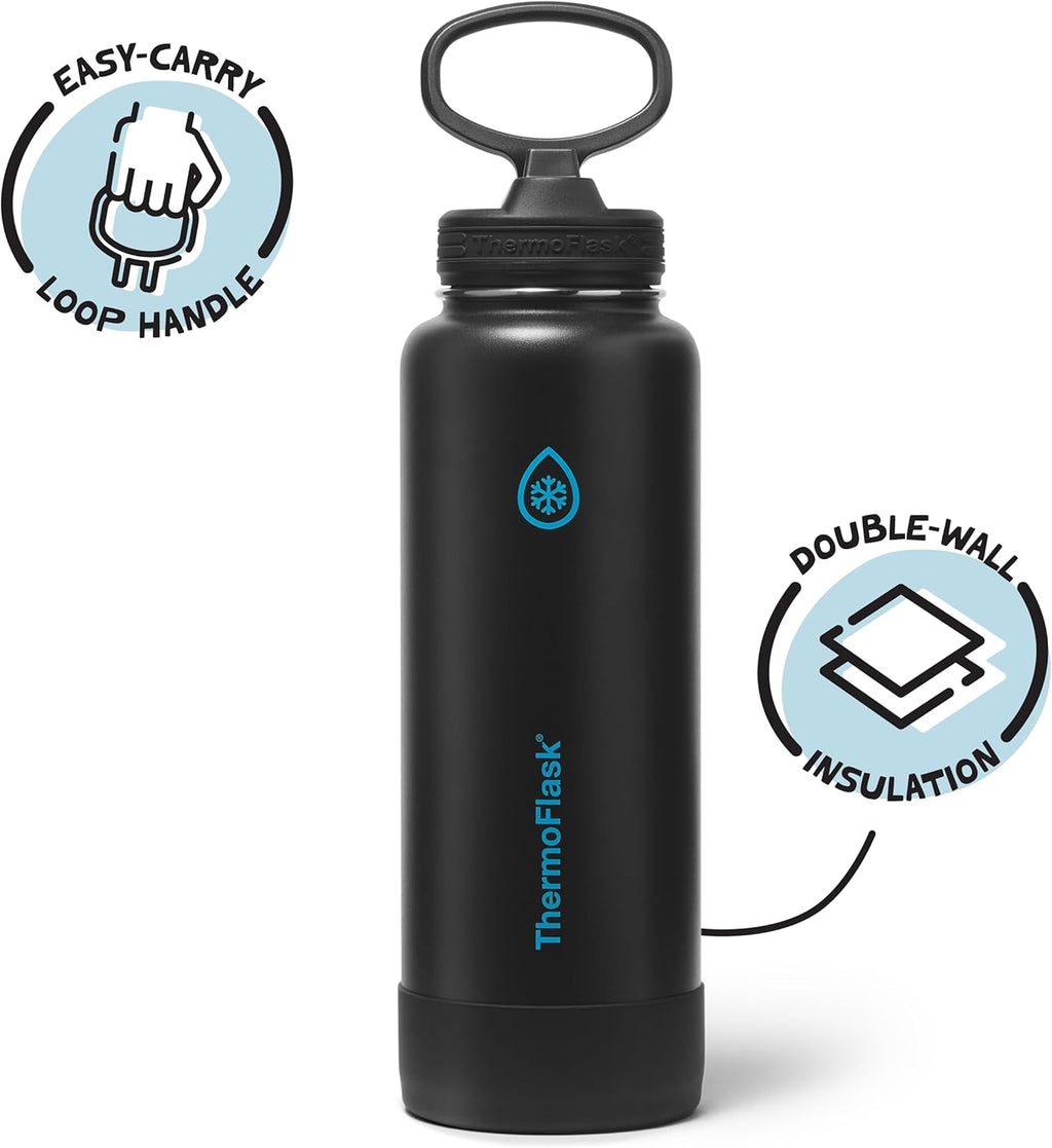 ThermoFlask Insulated Water Bottle with Spout Lid (40 oz, Electric Eclipse) - Leakproof, Stainless Steel Water Bottle for Cold & Hot Drinks, Travel & Daily Hydration