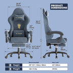 Soontrans Velvet Fabric Ergonomic Gaming Chair with Footrest, Reclining Office Computer Desk Game Chairs with Massage Lumbar Cushion,Headrest,Comfortable Video Gamer Chair for Adult